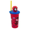 Vaso de Plástico con Tapa 3D y Popote Spiderman 443ml