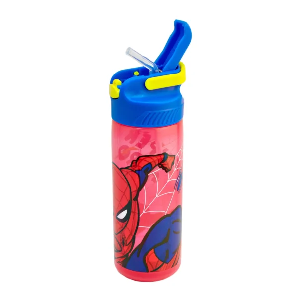 Botella de Plástico con Funda y Tapa Pushup Spiderman 600ml