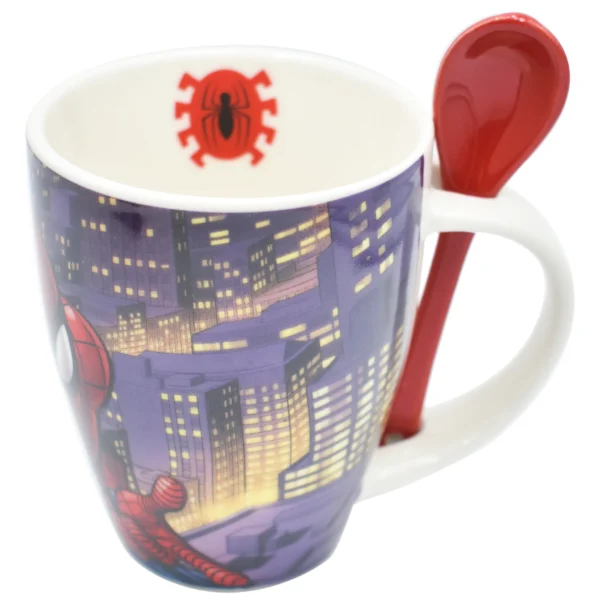 Juego de 2 Tazas de Cerámica con Cuchara Spiderman 310ml