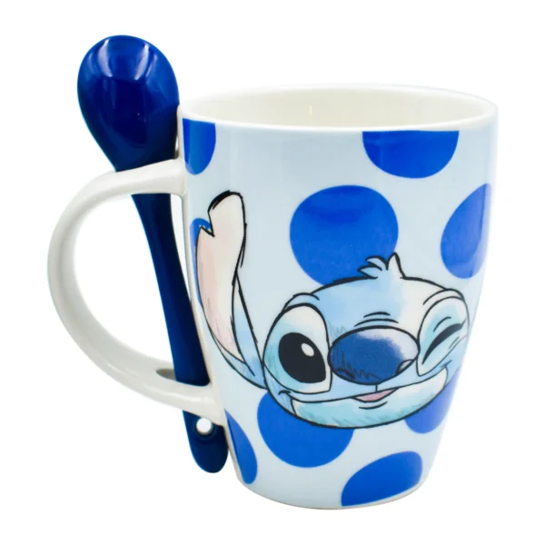 Juego de 2 Tarros con Cuchara de ceramica Stitch y Angela helado