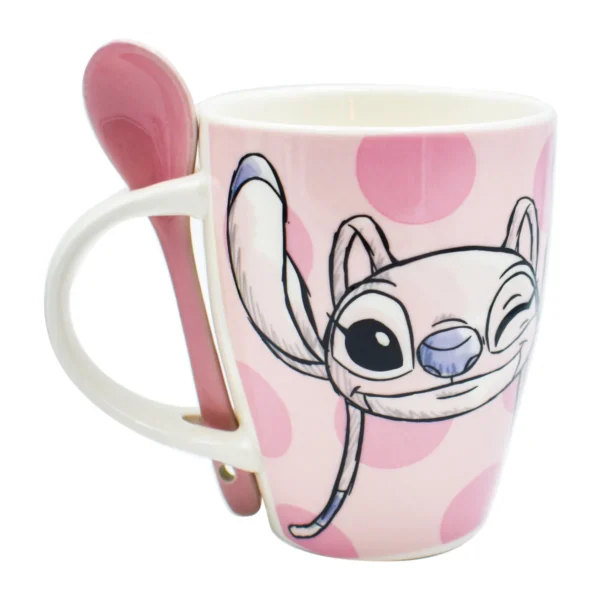 Juego de 2 Tarros con Cuchara de ceramica Stitch y Angela helado