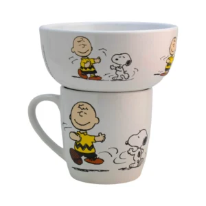 Juego Desayunador 2 Piezas Snoopy tazon 550ml y tarro 400ml ceramica