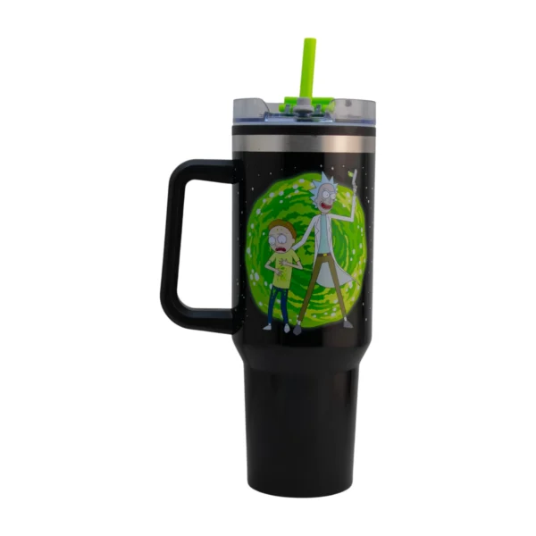 Termo Alto Doble Pared Con Boquilla Y Popote 1.2 L. Rick And Morty