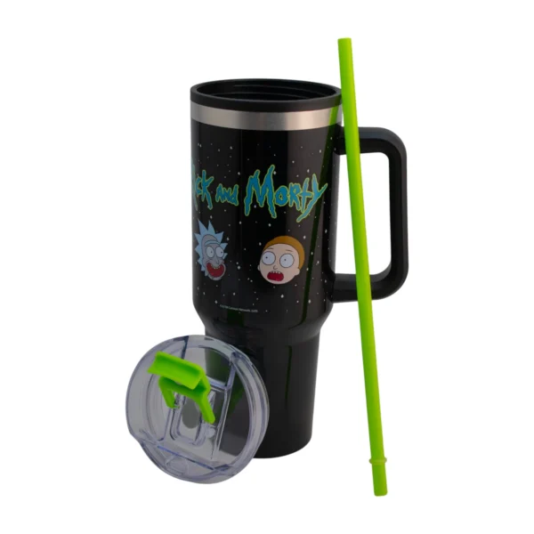 Termo Alto Doble Pared Con Boquilla Y Popote 1.2 L. Rick And Morty