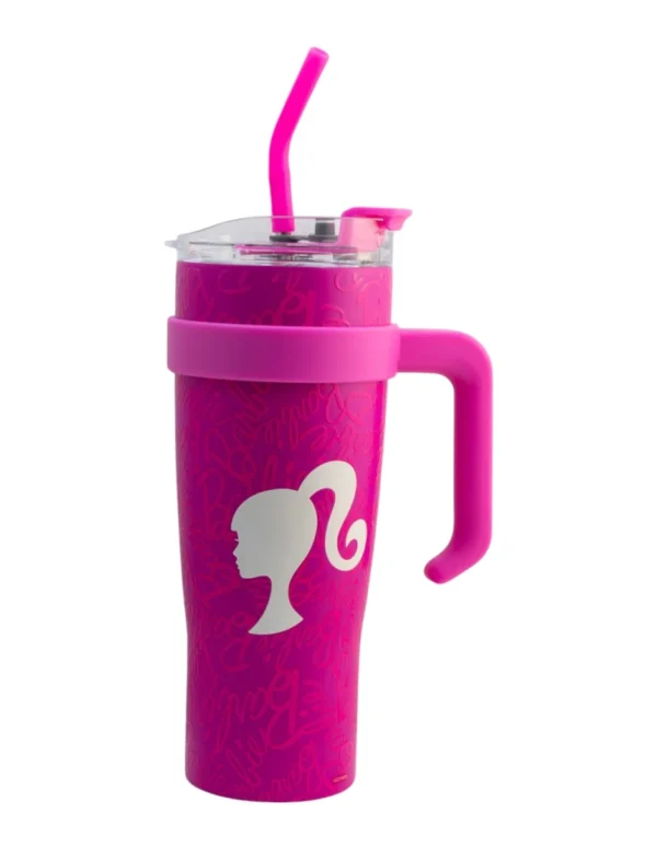 Termo Alto Doble Pared Acero Inoxidable Con Boquilla Y Popote 1.2 L. Barbie