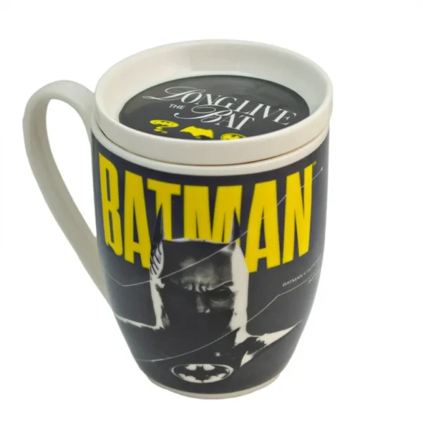 Taza De Porcelana Con Tapa Batman 385 ml