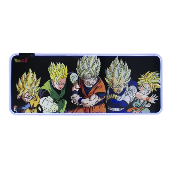 Gaming Mouse Pad Dragon Ball Guerreros Saiyajin Luz Led Multicolor