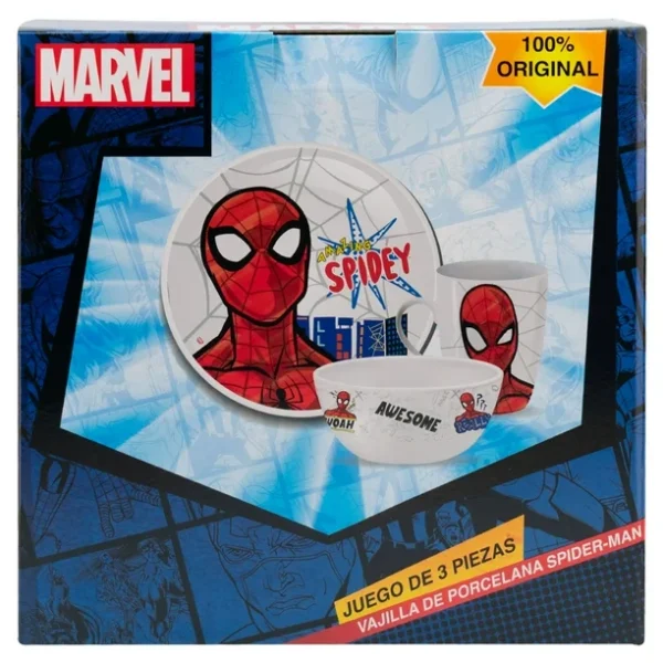 Vajilla Individual de Porcelana 3 Piezas Spiderman