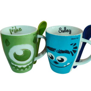 Duo Monsters Inc Tarros de Porcelana con Cuchara de Cerámica 310ml