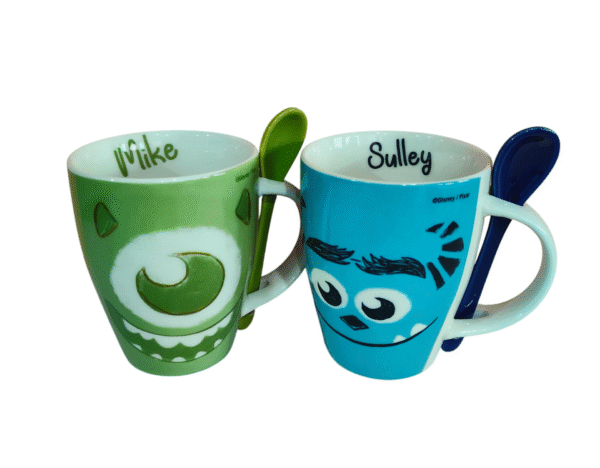 Duo Monsters Inc Tarros de Porcelana con Cuchara de Cerámica 310ml