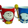 Duo Snoopy Tarros de Porcelana con Cuchara de Ceramica 310ml