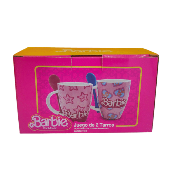 Duo Barbie the movie Tarros Porcelana con Cucharan de Cerámica 310 ml