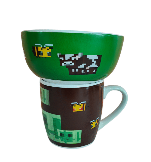 Juego Desayunador 2pzas Minecraft  tazon 550ml y tarro 400ml ceramica