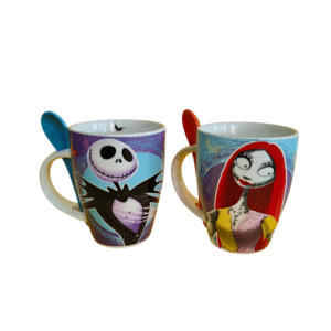 Juego de 2 Tazas de Cerámica con Cuchara El Extraño Mundo de Jack 310ml