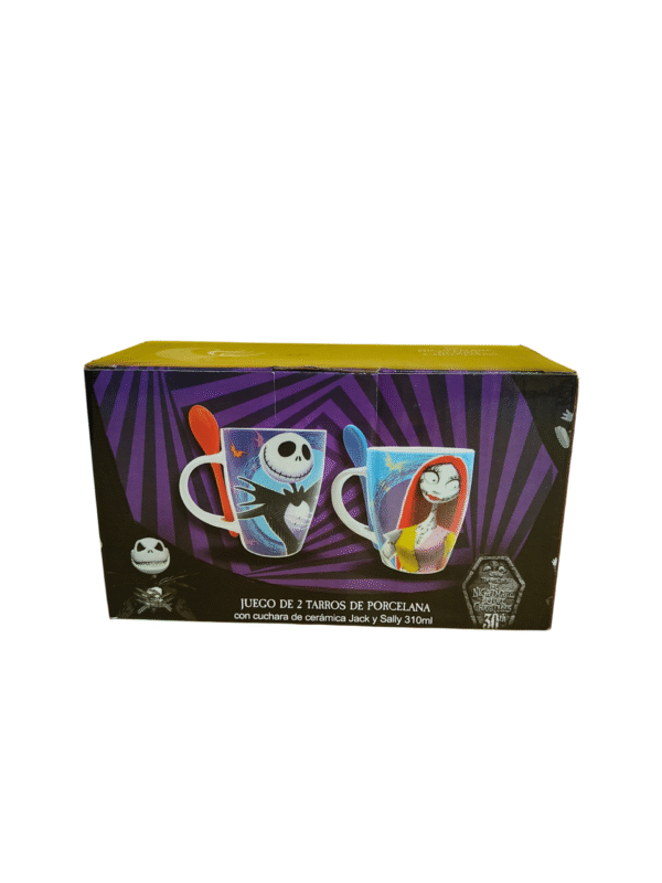 Juego de 2 Tazas de Cerámica con Cuchara El Extraño Mundo de Jack 310ml