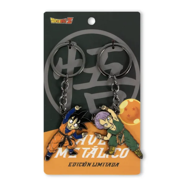 Llavero Metálico Doble Trunks Y Goten Fusión Dragon Ball Z