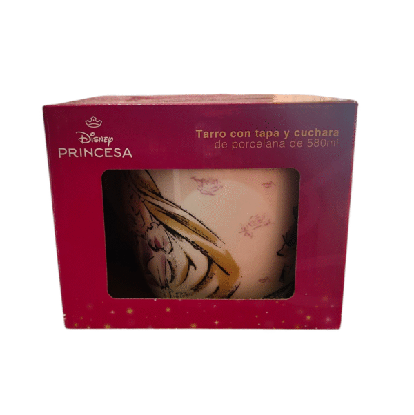 Tarro Con Tapa y Cuchara de Porcelana Princesas - Disney 580ml