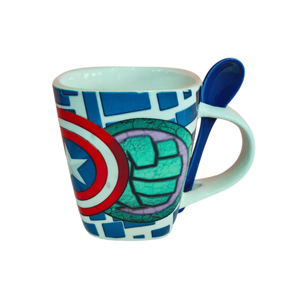 Tarro Avengers de Porcelana con Cuchara de Ceramica 440ml cuadrada