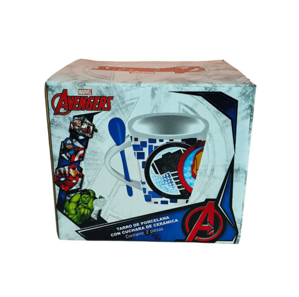 Tarro Avengers de Porcelana con Cuchara de Ceramica 440ml cuadrada