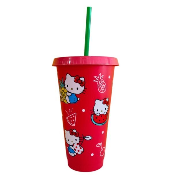 Vaso de Plastico con Popote Kitty