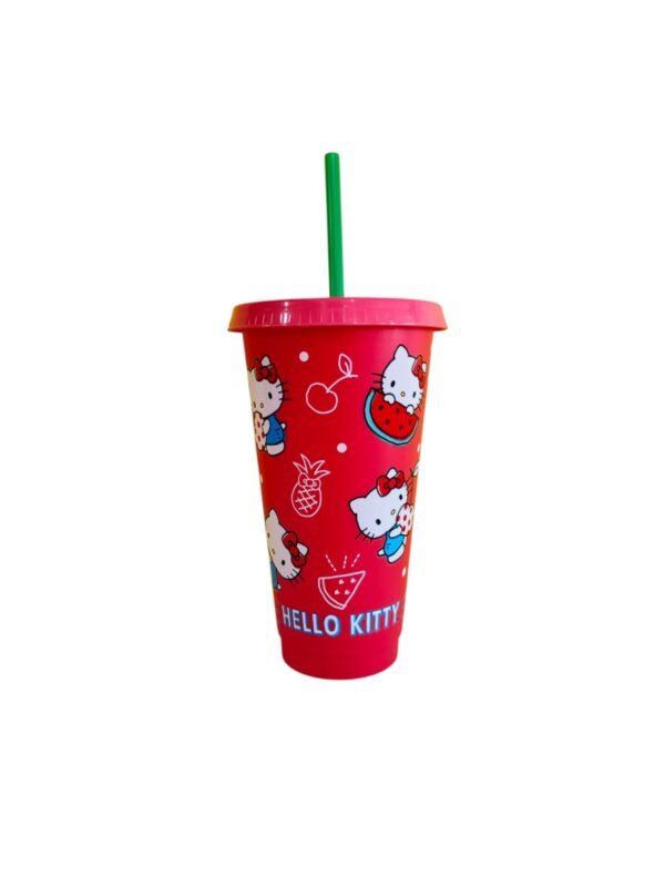 Vaso de Plastico con Popote Kitty