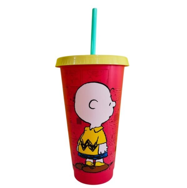 Vaso de Plastico con Popote Snoopy
