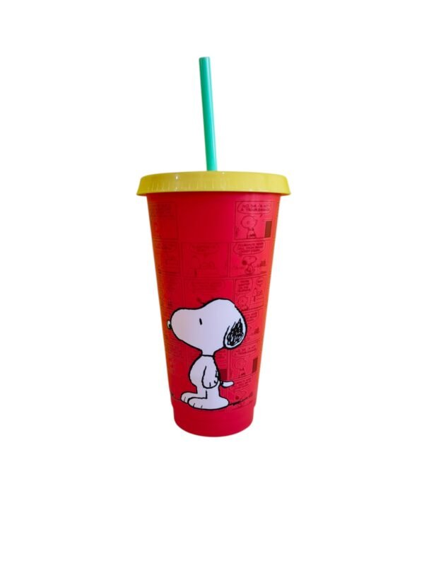Vaso de Plastico con Popote Snoopy