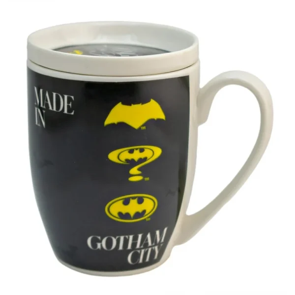 Taza De Porcelana Con Tapa Batman 385 ml