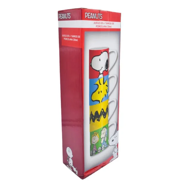 Torre de 4 Tazas Apilables Porcelana Snoopy
