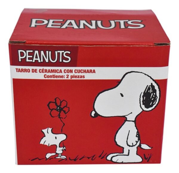 Tarro Snoopy de Porcelana con Cuchara de Ceramica 440m