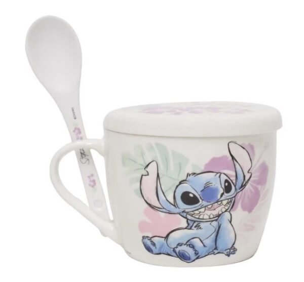 Tarro Con Tapa Y Cuchara de Porcelana Stitch 580ml