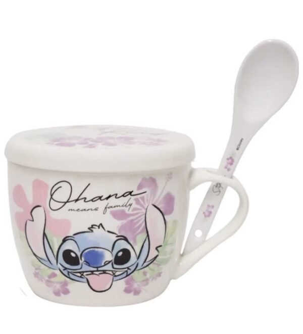 Tarro Con Tapa Y Cuchara de Porcelana Stitch 580ml