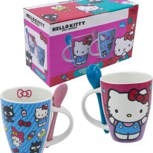Duo Hello Kitty And Friends Tarros de Porcelana con Cuchara de Ceramica 310ml
