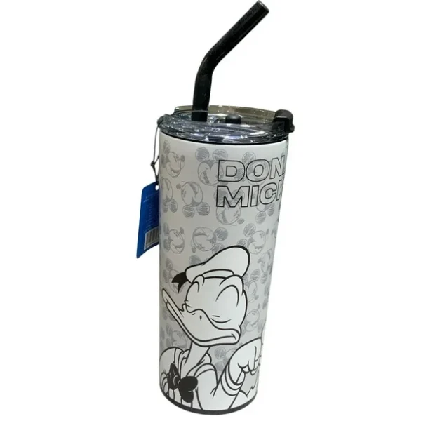 Termo Acero Inoxidable Doble Pared con Popote Mickey Y Donald