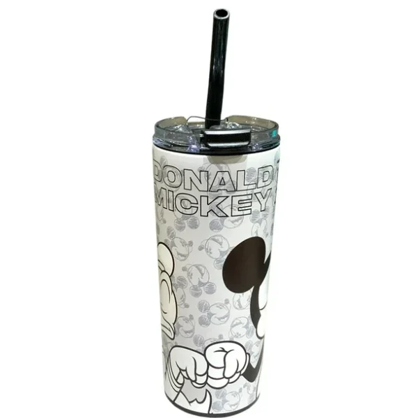 Termo Acero Inoxidable Doble Pared con Popote Mickey Y Donald