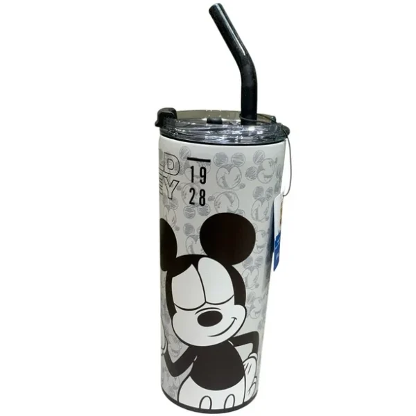 Termo Acero Inoxidable Doble Pared con Popote Mickey Y Donald