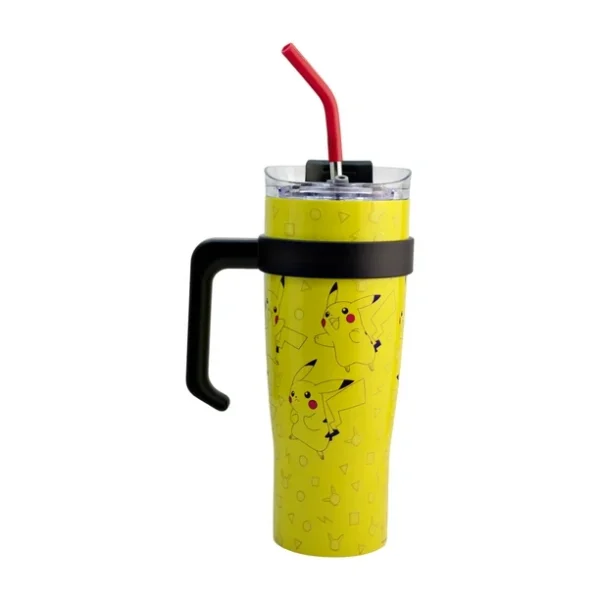Termo Alto Doble Pared Acero Inoxidable Con Boquilla Y Popote 1.2 L. Pikachu - Pokemon