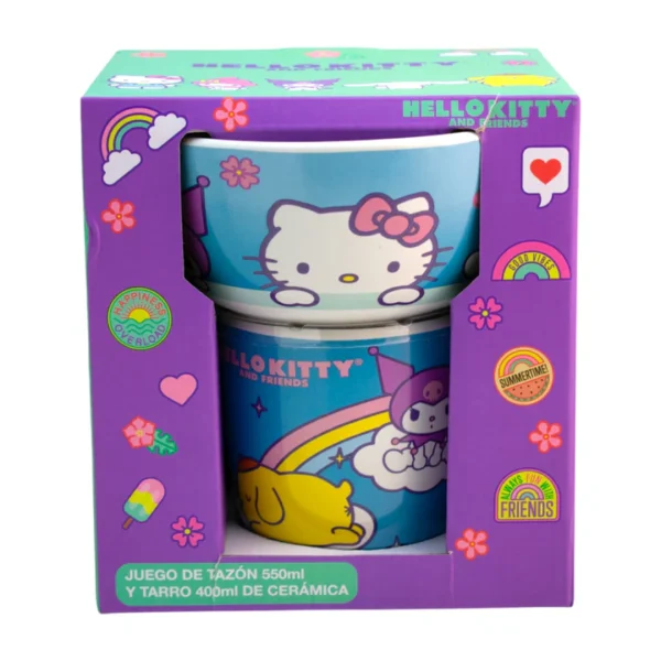 Juego Desayunador 2pzas Sanrio tazon 550ml y tarro 400ml ceramica