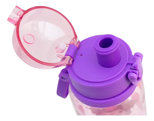 Botella de Plástico con Botón Push UP y Muñequera - Kuromi & My Melody