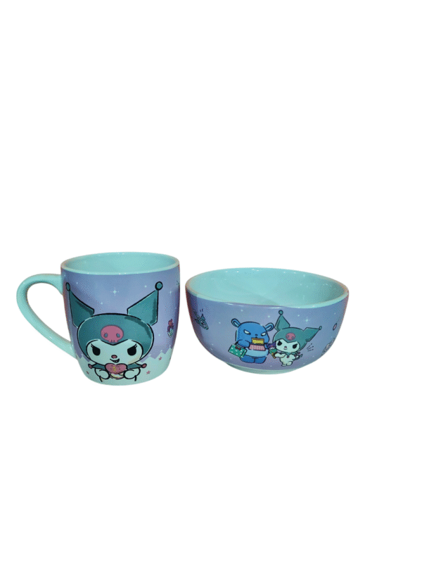Juego Desayunador 2pzas Kuromi tazon 550ml y tarro 400ml ceramica