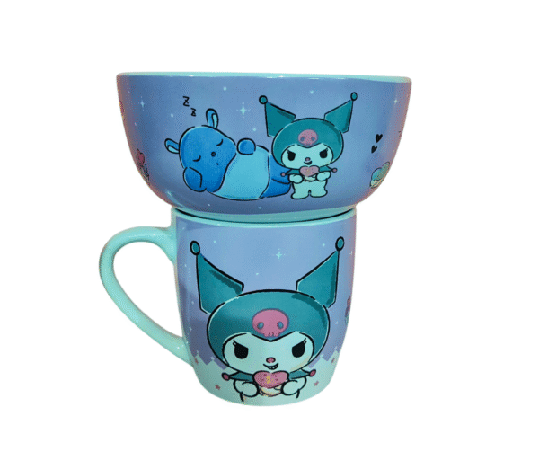 Juego Desayunador 2pzas Kuromi tazon 550ml y tarro 400ml ceramica
