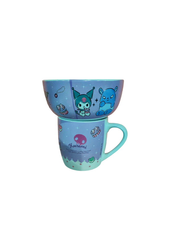 Juego Desayunador 2pzas Kuromi tazon 550ml y tarro 400ml ceramica