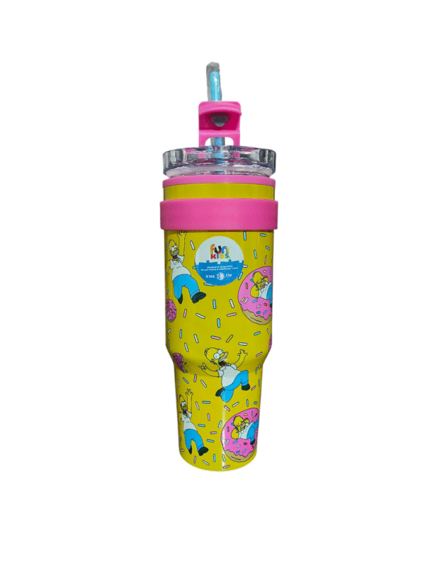 Termo Alto Doble Pared Con Boquilla Y Popote 1.2 L. Los Simpsons