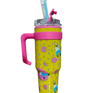 Termo Alto Doble Pared Con Boquilla Y Popote 1.2 L. Los Simpsons