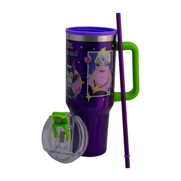 Termo Alto Doble Pared Con Boquilla Y Popote 1.2 L. Villanas - Disney