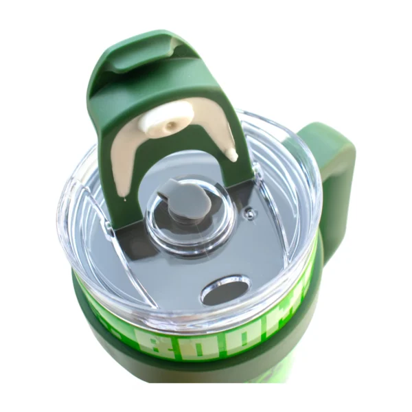 Termo Alto Doble Pared Acero Inoxidable Con Boquilla Y Popote 1.2 L. Minecraft