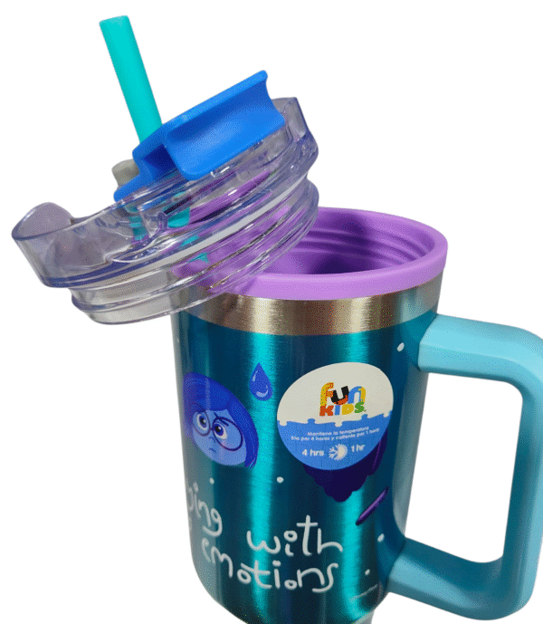 Termo Alto Doble Pared Con Popote 1.2 Lts Intensamente