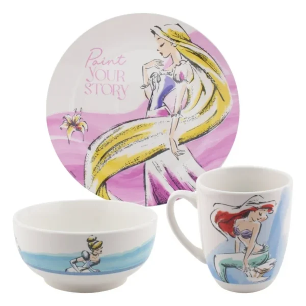 Vajilla Individual de Porcelana 3 Piezas Disney Princesas