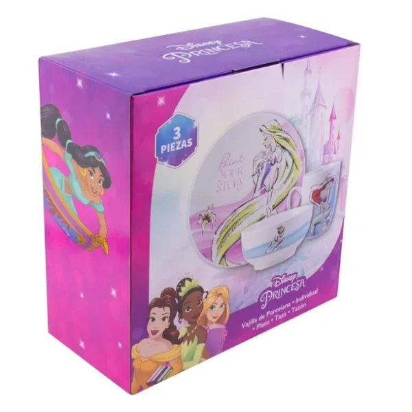 Vajilla Individual de Porcelana 3 Piezas Disney Princesas
