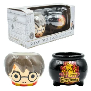 Set Mini Tazas Harry Potter Modelo Chibi y Caldero Mágico 103 ml